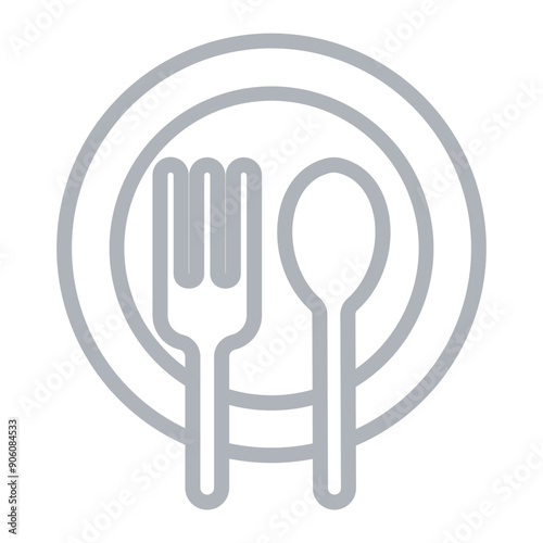 Disposable tableware Vector Line Grey Icon Design