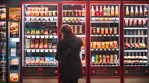 Person Making Purchase at Vending Machine