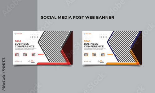 Business conference web banner design template.