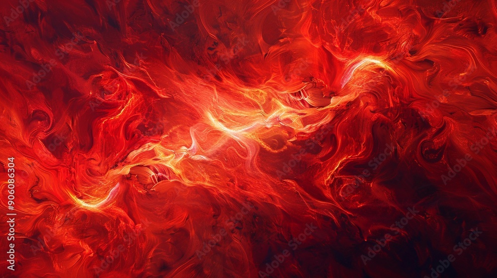 Fototapeta premium Fiery Swirls, dynamic red abstract background with swirling patterns and gradients