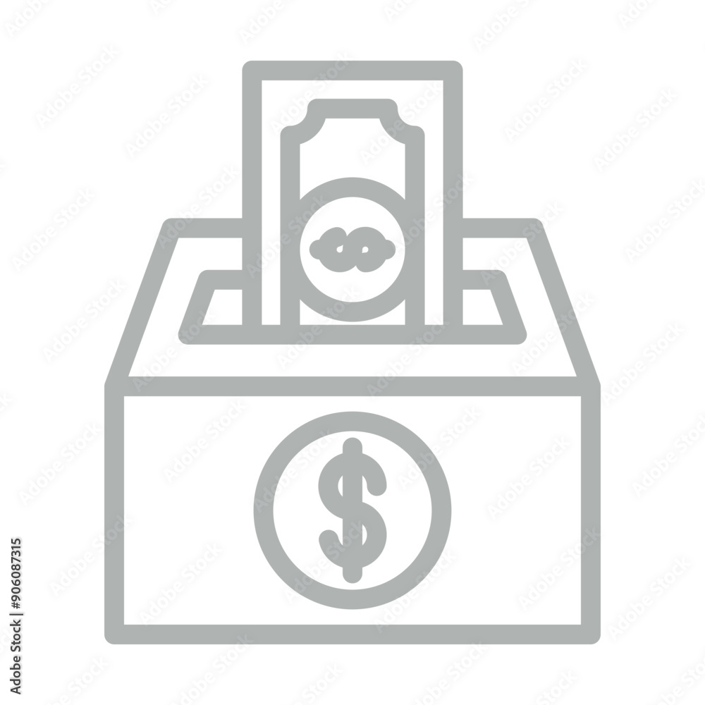Donation Box Vector Line Grey Icon Design Donation Box Vector Line Grey Icon Design