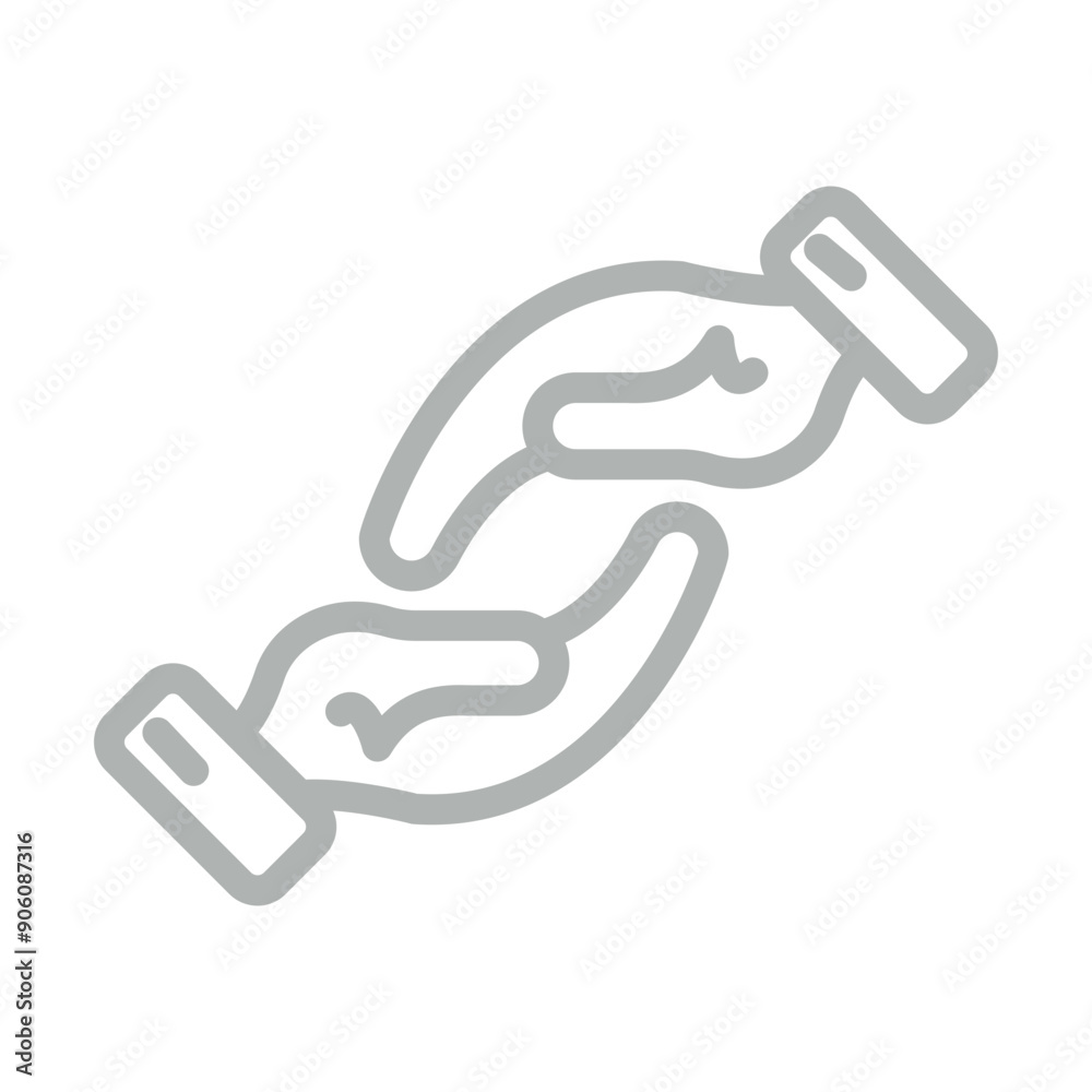 Helping Hands Vector Line Grey Icon Design Helping Hands Vector Line Grey Icon Design