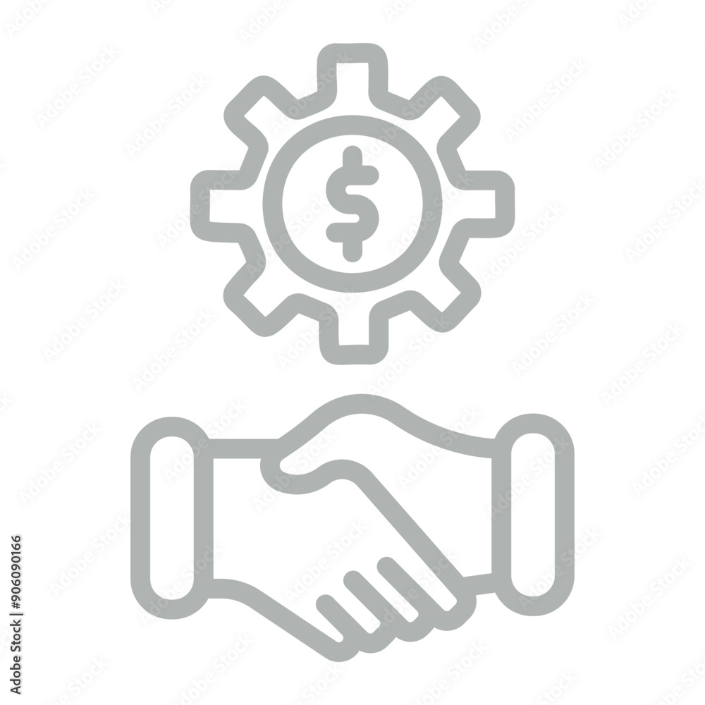 Partnership Handshake Vector Line Grey Icon Design Partnership Handshake Vector Line Grey Icon Design