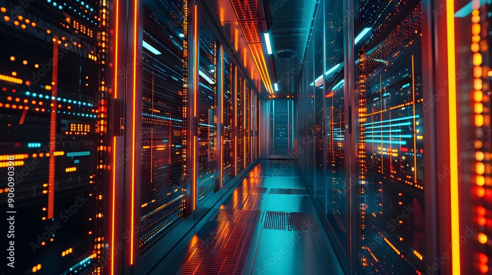 data center security system of modern server room background,generative ai data center security system of modern server room background,generative ai