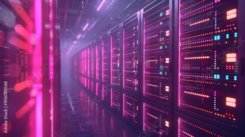 data center security system of modern server room background generative ai