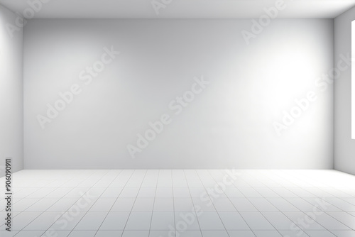 generated illustration of empty room with sunlight.