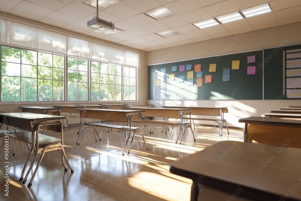 Empty School Classroom Interior created with Generative AI Empty School Classroom Interior created with Generative AI