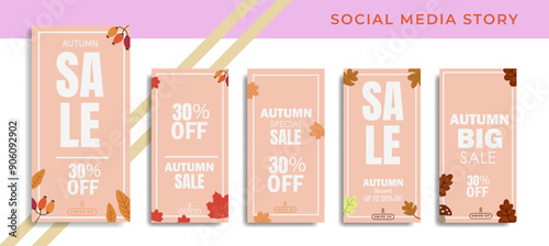 Autum sale leaves collection pattern Vector.Discount 50%.Special offer sale template.