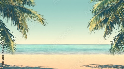 Wallpaper Mural Tropical beach with palm trees and empty space for copy, ideal for summer vacation ads Torontodigital.ca