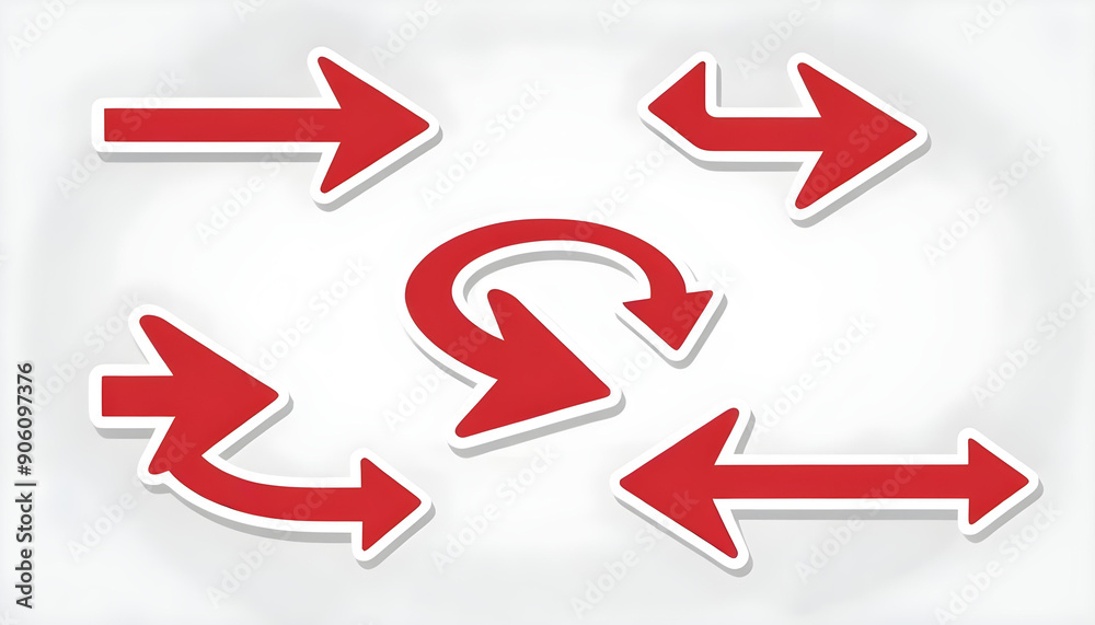 Red arrow icons pointing in different directions 5 Red arrow icons pointing in different directions 5