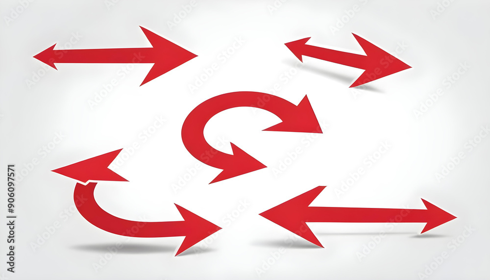 Red arrow icons pointing in different directions 6 Red arrow icons pointing in different directions 6