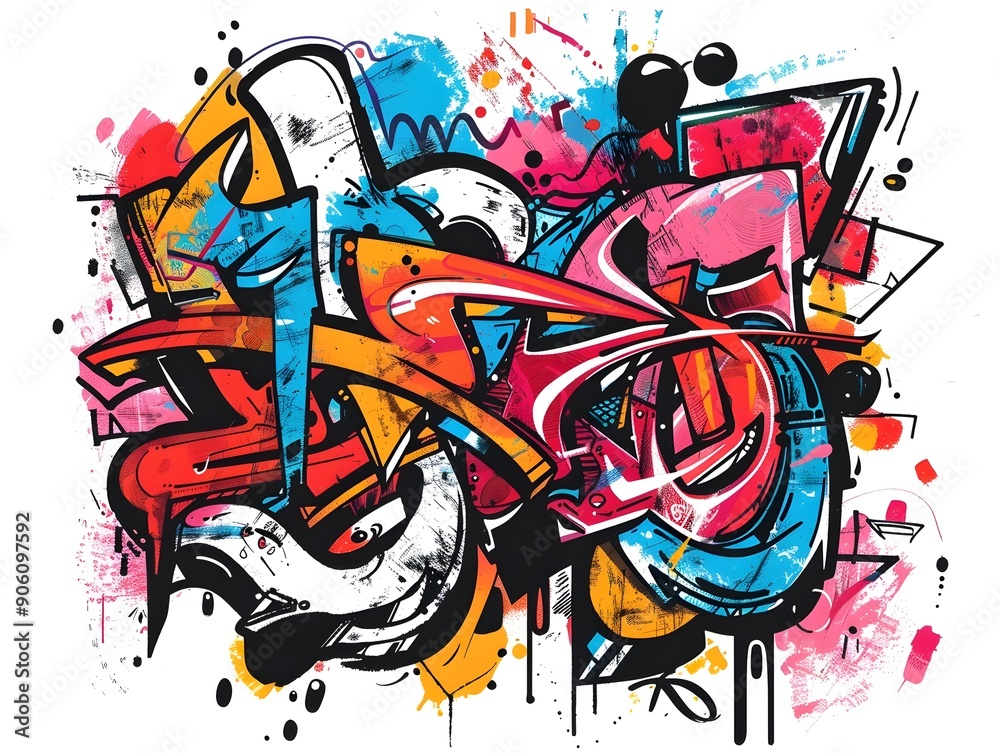 Naklejka premium Stylish Streetwear Graffiti Sticker Design Suitable for Shirt or Product Design