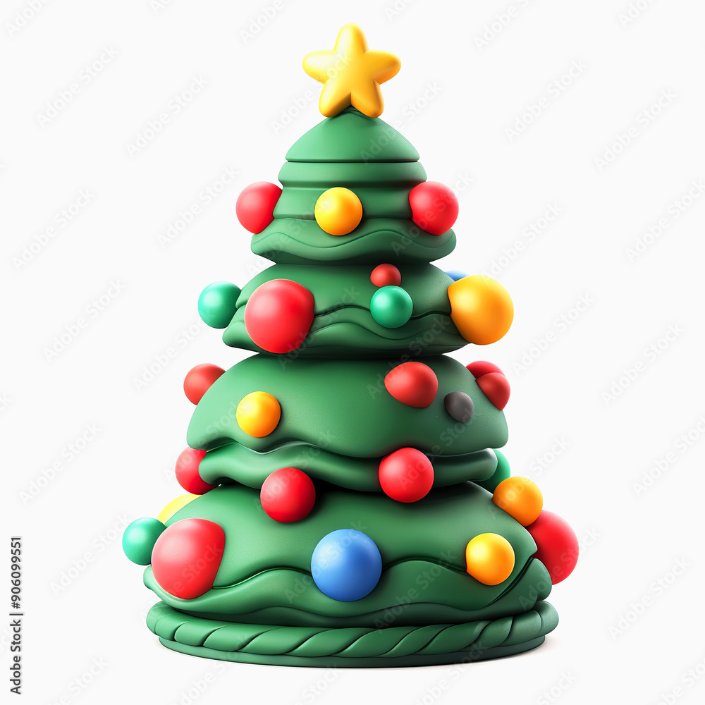 3D Render of a Festive Christmas Tree with Ornaments 3D Render of a Festive Christmas Tree with Ornaments