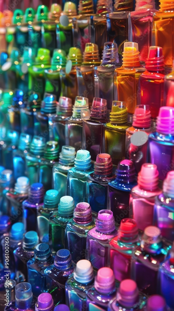 a collection of colorful nail polishes displayed creatively