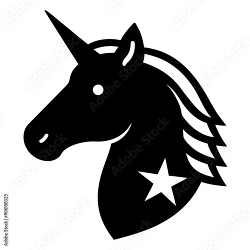 unicorn in a realistic style  with a US flag