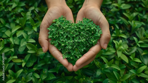 hands holding a heart shaped plant photo