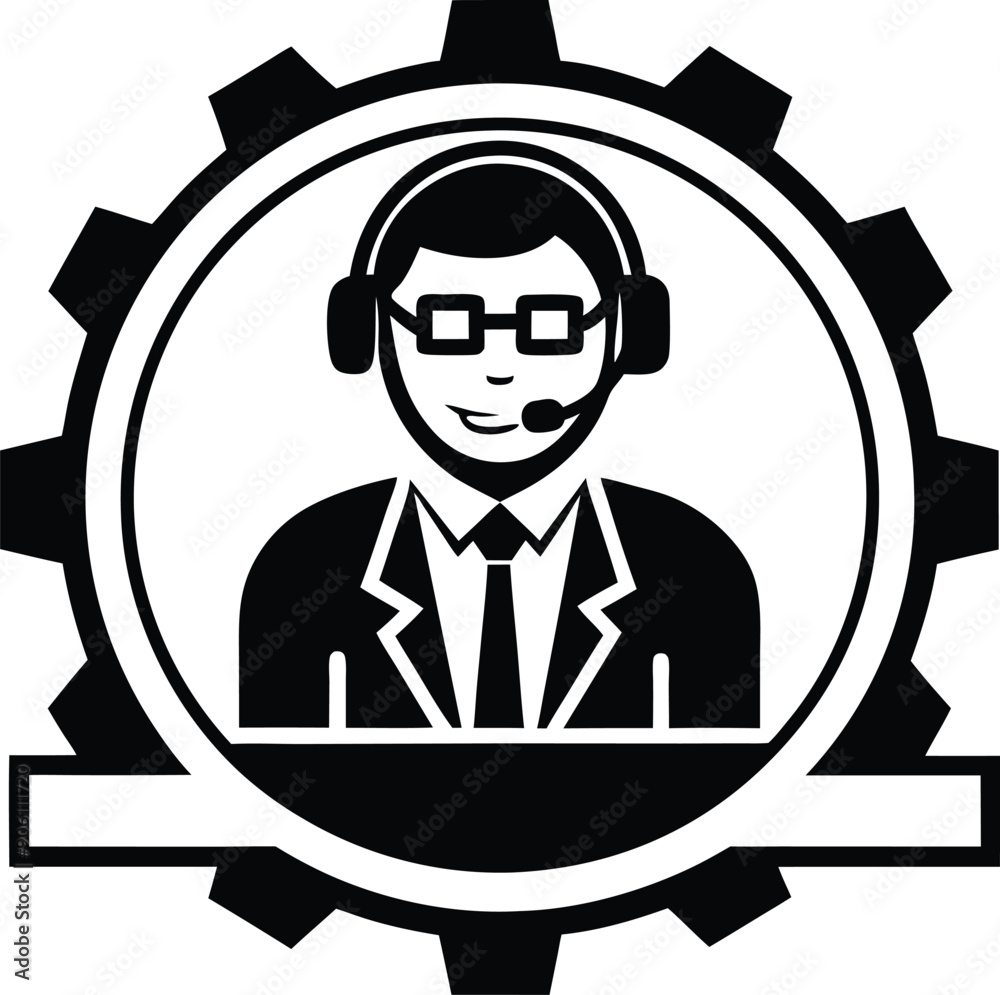 Tech Services Logo illustration black and white Tech Services Logo illustration black and white