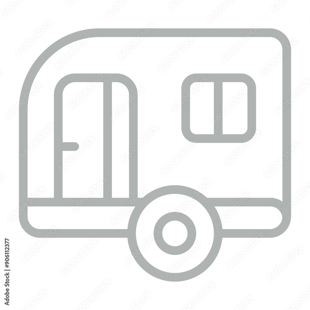 Caravan Vector Line Grey Icon Design Caravan Vector Line Grey Icon Design