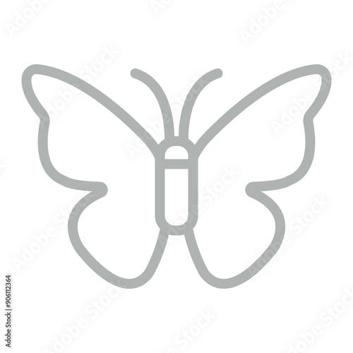 Butterfly Vector Line Grey Icon Design