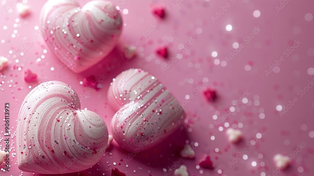 Love is in the Air. Hearts on a Pink Background Concept Love is in the Air. Hearts on a Pink Background Concept