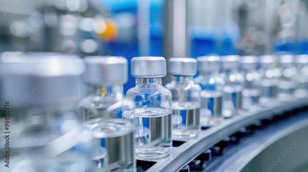 Clean and efficient packaging for pharmaceutical vials, containing medicinal solutions, representing the pulse of modern healthcare advancements Clean and efficient packaging for pharmaceutical vials, containing medicinal solutions, representing the pulse of modern healthcare advancements