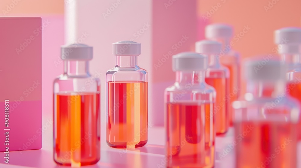 Streamlined pharma packaging, featuring vials with medicinal solutions, symbolizing the efficient and forward-thinking nature of healthcare progress Streamlined pharma packaging, featuring vials with medicinal solutions, symbolizing the efficient and forward-thinking nature of healthcare progress