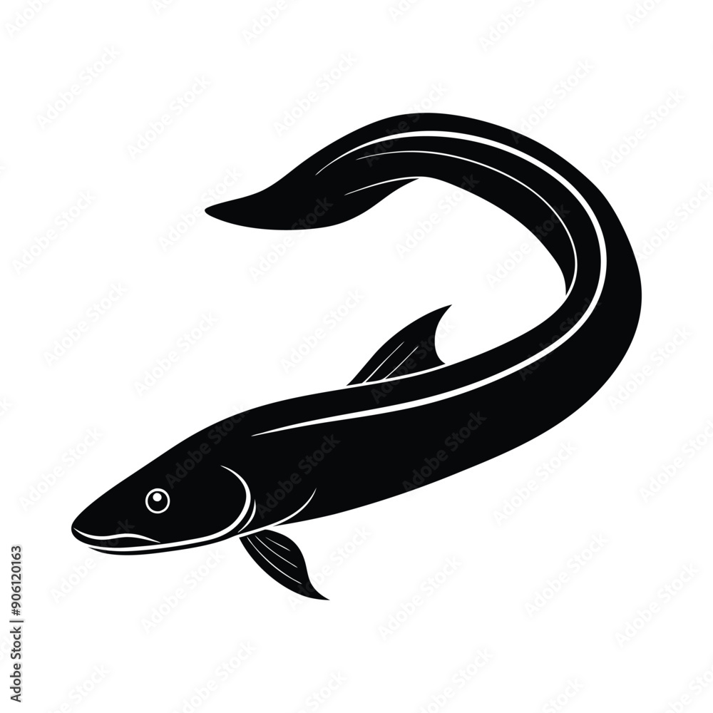 Fototapeta premium Eel fish silhouette vector illustration