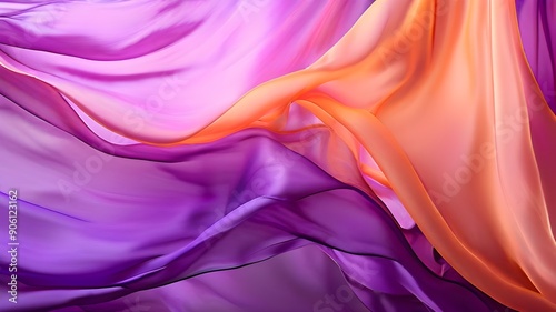 Purple, pink and orange flowing silk background. Concept of relaxing visuals and calming rhythms., silk fabric background.