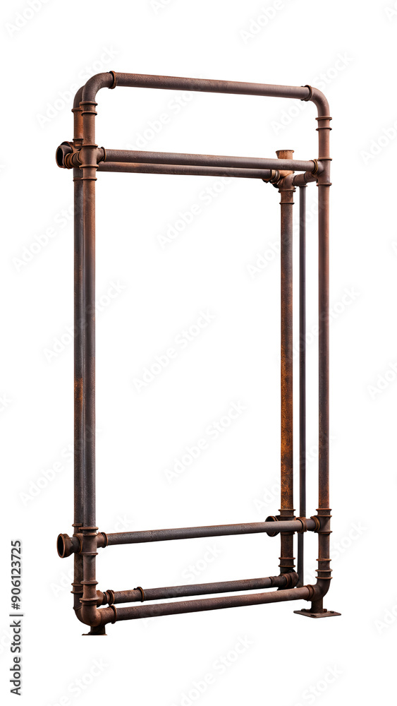 Rusty Old Iron Pipe Frame Transparent Background
