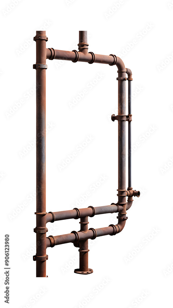 Rusty Old Iron Pipe Frame Transparent Background