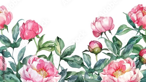 Watercolor Painting of Pink Peonies © vixion