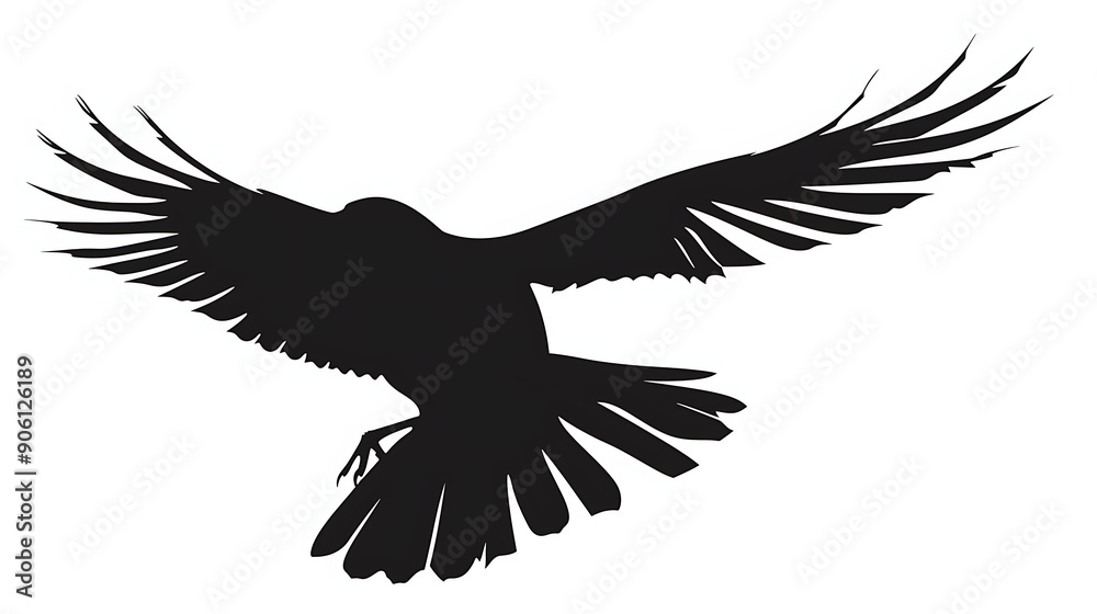 A large black bird flies gracefully through the air, showcasing its powerful wingspan and elegant flight A large black bird flies gracefully through the air, showcasing its powerful wingspan and elegant flight