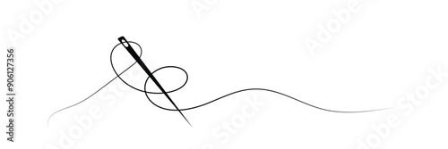 Thread with sewing needles on white background. Modern design icon. Vector illustration.