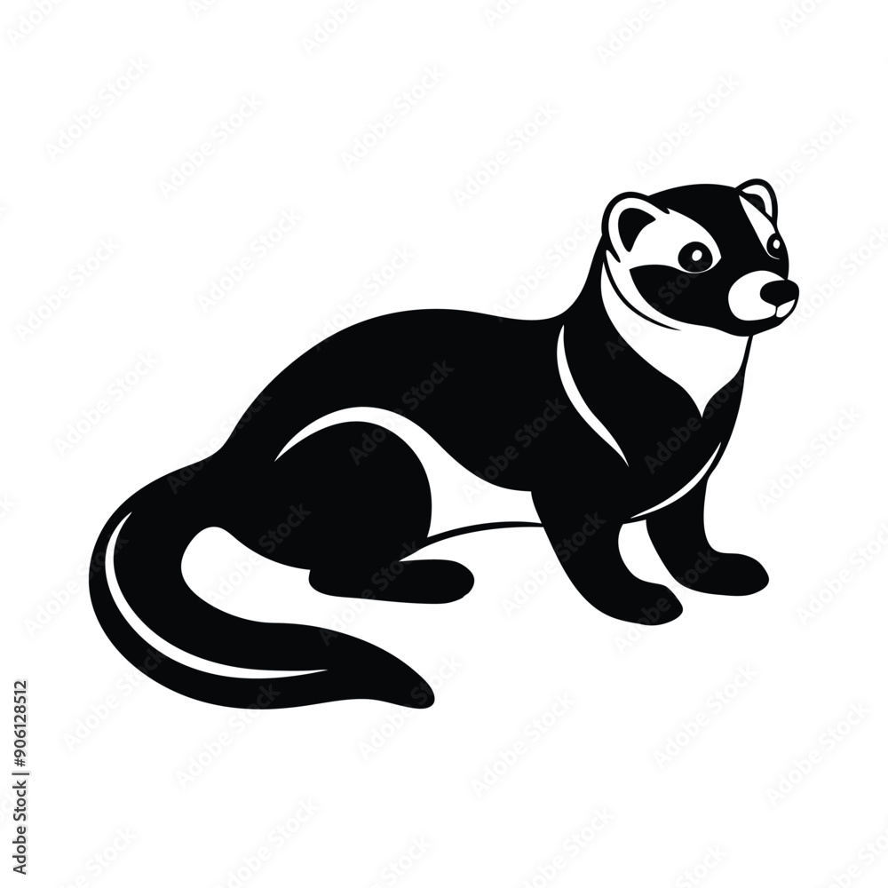 Obraz premium Footed ferret resting silhouette vector illustration