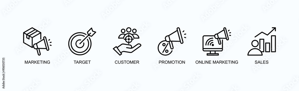 Advertising Banner Web Icon Vector Illustrtion Concept With Icon Of Marketing, Target, Customer, Promotion, Online Marketing, Sales Advertising Banner Web Icon Vector Illustrtion Concept With Icon Of Marketing, Target, Customer, Promotion, Online Marketing, Sales