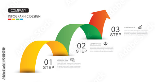 Wallpaper Mural Infographics arrow symbol timeline business steps to success. Torontodigital.ca