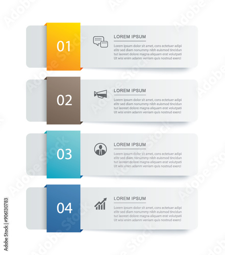 4 data infographics tab paper index template. Illustration abstract background.