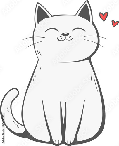 Cute cat drawing clipart design illustration 