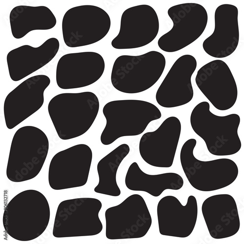 Blob shape vector illustration set. Random blob shapes. Organic black blobs of irregular shape. Abstract blotch, inkblot and pebble silhouettes, simple liquid. Vector illustration. EPS 10