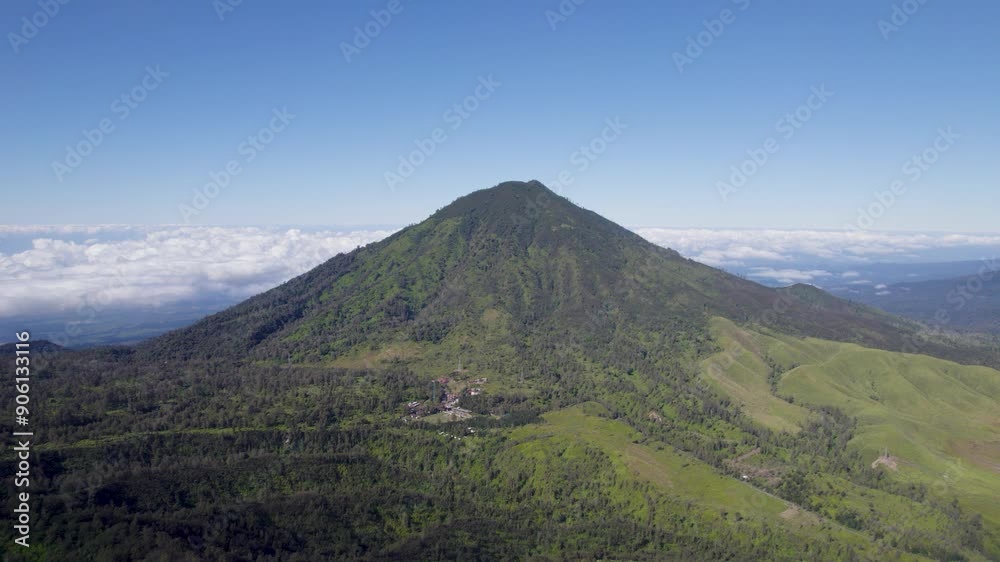 Aerial view of mountains above the clouds in Indonesia, Gunung Rante, Ijen Aerial view of mountains above the clouds in Indonesia, Gunung Rante, Ijen