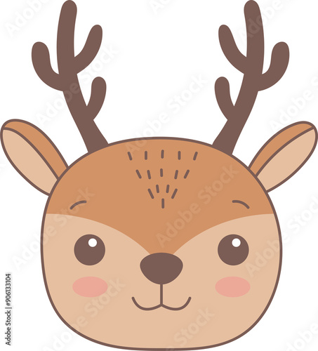 Cute deer head clipart design illustration