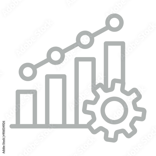 Business Growth Vector Line Grey Icon Design