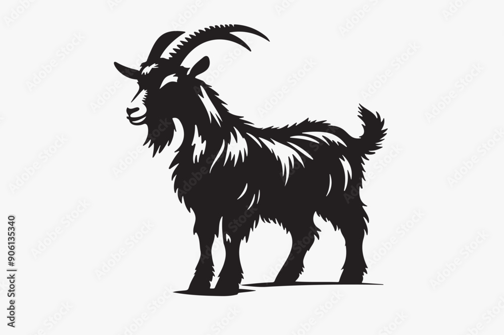 create a black vector silhouette of a goat in with background create a black vector silhouette of a goat in with background