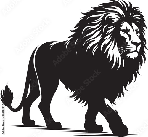 Lion Silhouette isolated on white background Minimalist lion vector shape icon