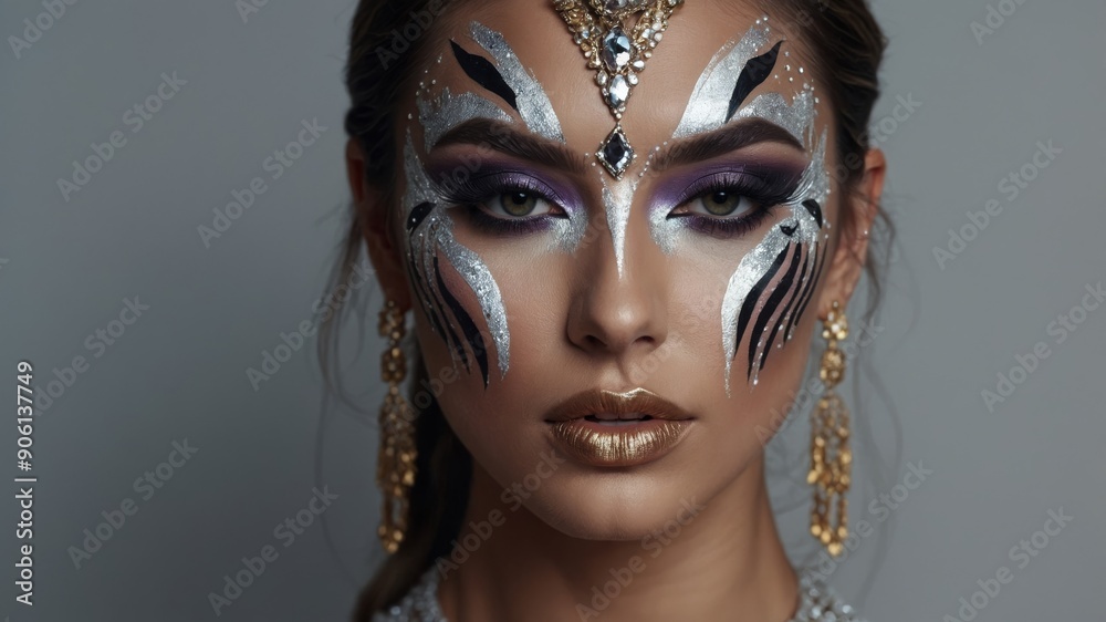 Glamorous female model with artistic makeup. Glamorous female model with artistic makeup.