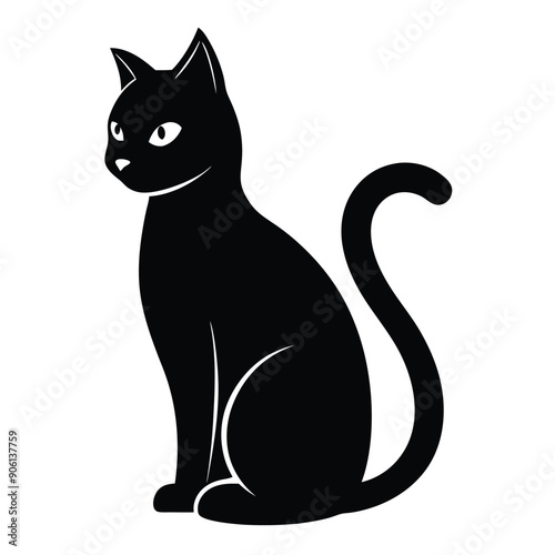 Cat Silhouette Vector Illustration  Elegant Black Feline Design.