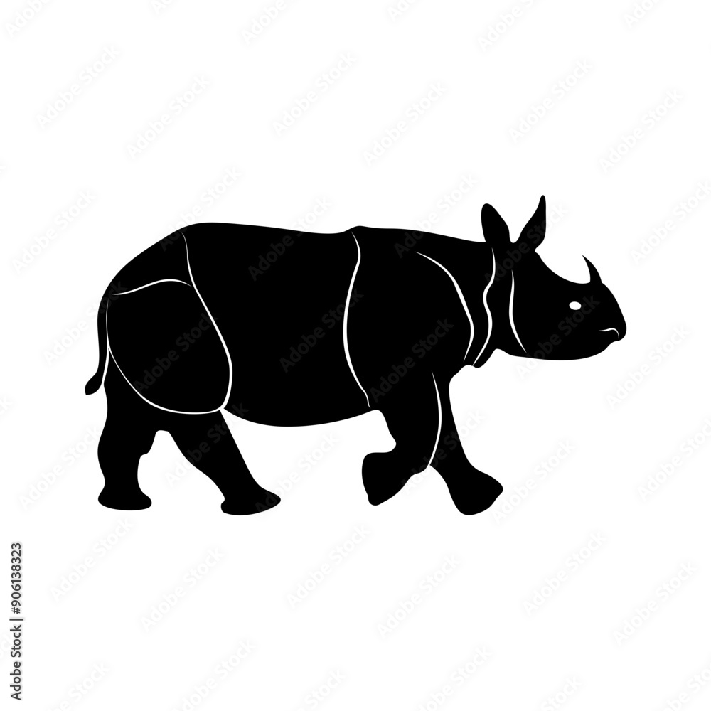 Obraz premium Vector solid black icon for Rhinoceros