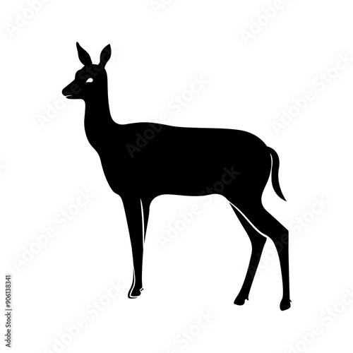 Vector solid black icon for Deer