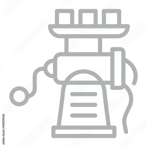 Meat Grinder Vector Line Grey Icon Design