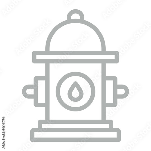 Hydrant Vector Line Grey Icon Design